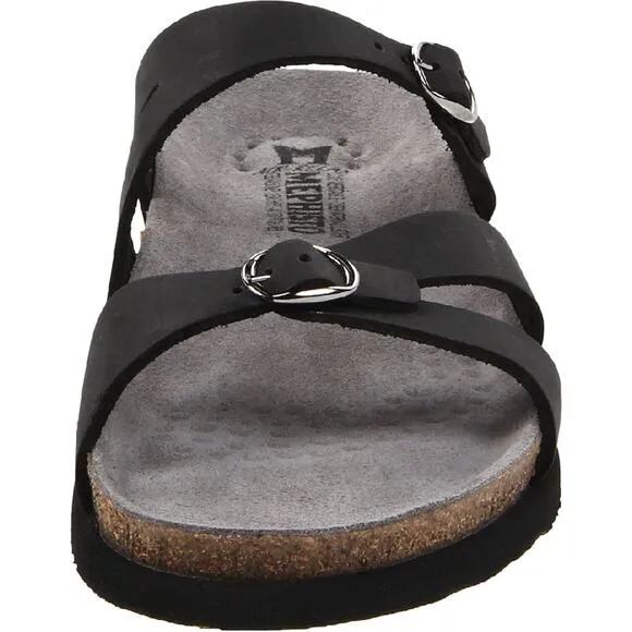 Mephisto Womens Hannel Leather Strappy Sandals - Black Nubuck NEW
