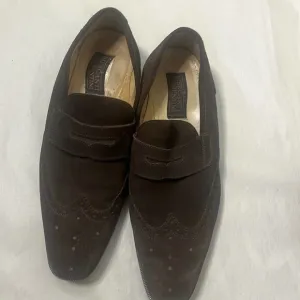 MERCANTI FLORENTINI PERFORATED SUEDE WINGTIP SHOES. 10‎ 1/2M