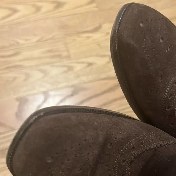 MERCANTI FLORENTINI PERFORATED SUEDE WINGTIP SHOES. 10‎ 1/2M