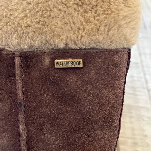MERRELL Girls optiwarm Winter Jungle Moc Puff brown Fur Trim Flower boots size 4
