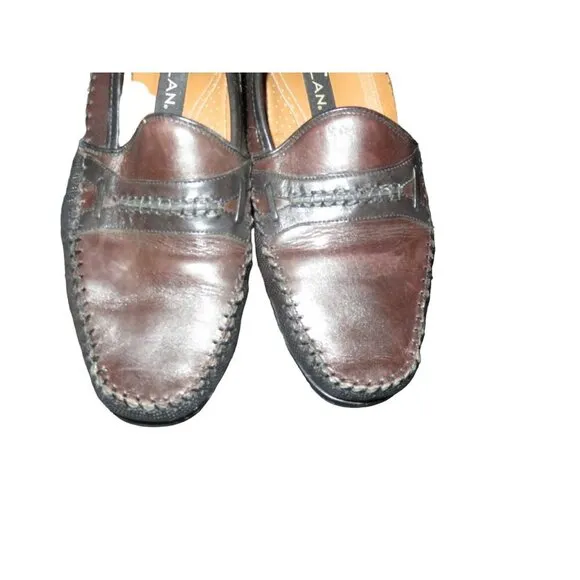 Mezlan Brown &amp; Black Color block Italian Leather Loafers size 9 M