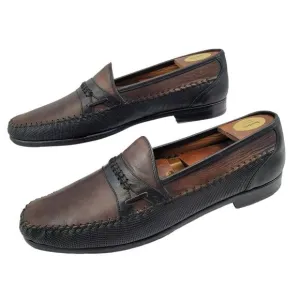 Mezlan Brown &amp; Black Color block Italian Leather Loafers size 9 M