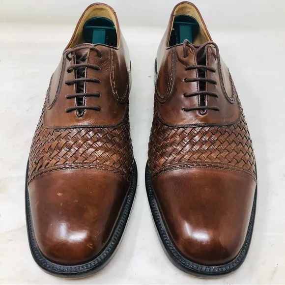 Mezlan Woven San Juan Brown Leather Dress Shoes