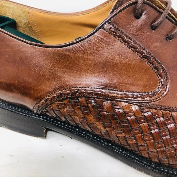 Mezlan Woven San Juan Brown Leather Dress Shoes
