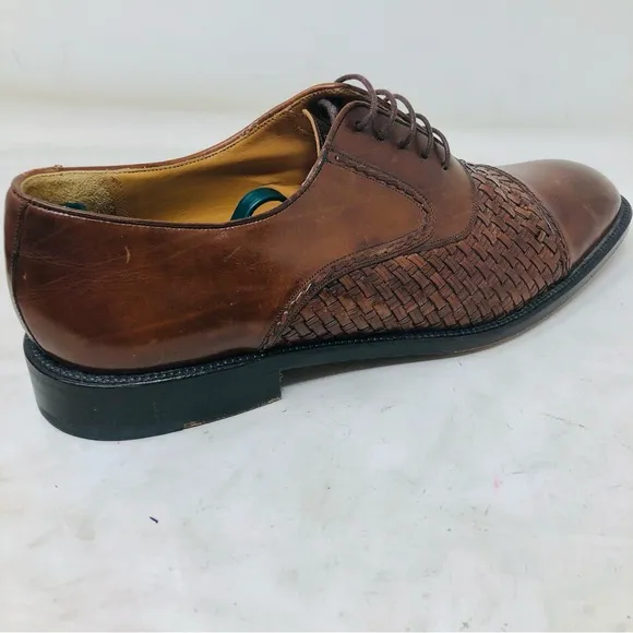Mezlan Woven San Juan Brown Leather Dress Shoes