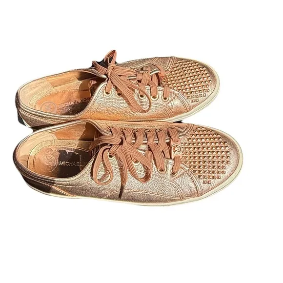 Michael Kors Gold Textured Sneakers Size 8