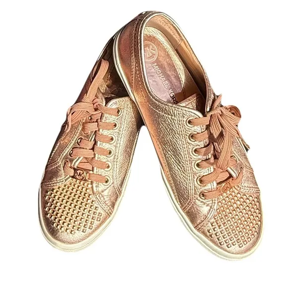 Michael Kors Gold Textured Sneakers Size 8