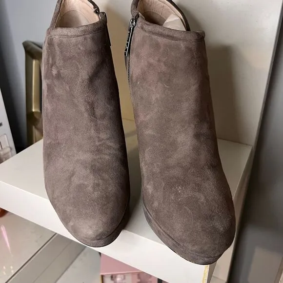 Michael Kors Grey Suede Platform‎ Ankle Boots with Snake Pattern Heel Size-9.5