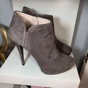 Michael Kors Grey Suede Platform‎ Ankle Boots with Snake Pattern Heel Size-9.5