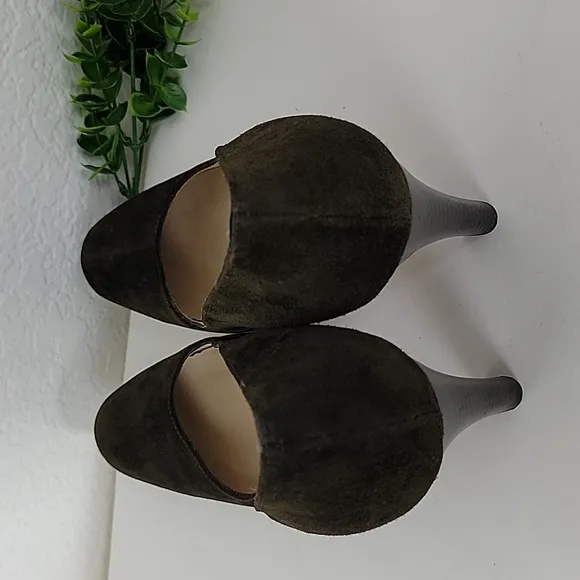 Michael kors olive green suede high heels shoes made in italy size 8.5