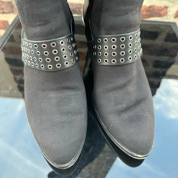 MICHAEL KORS Over-Knee Suede Boots with Beautiful Studded Buckle Detail