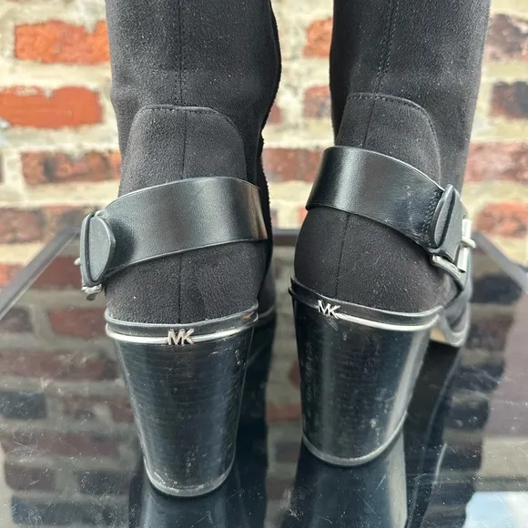 MICHAEL KORS Over-Knee Suede Boots with Beautiful Studded Buckle Detail