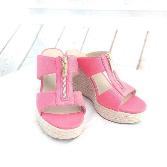 Michael Kors Womens Bradley 40S3BYMS1D Geranium Wedge Espadrille Sandal Sz 7.5M
