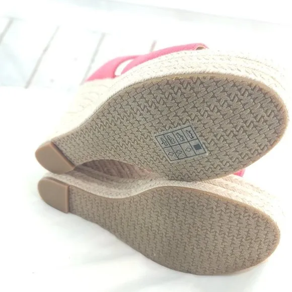Michael Kors Womens Bradley 40S3BYMS1D Geranium Wedge Espadrille Sandal Sz 7.5M