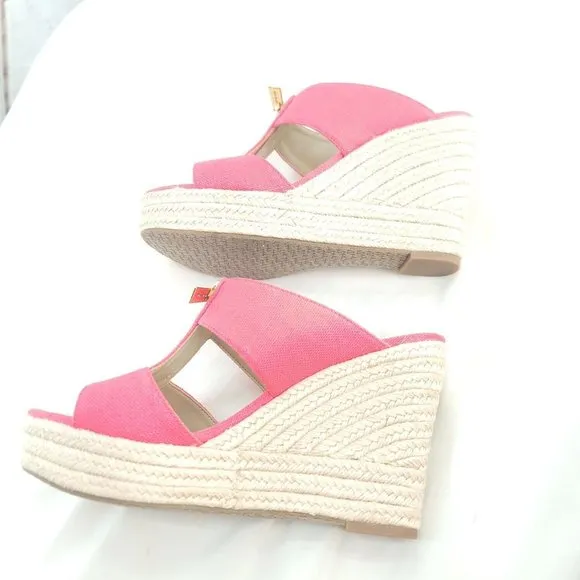 Michael Kors Womens Bradley 40S3BYMS1D Geranium Wedge Espadrille Sandal Sz 7.5M