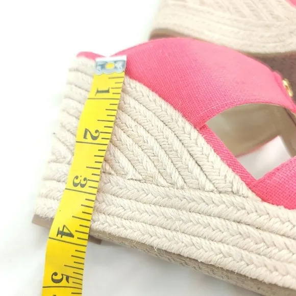 Michael Kors Womens Bradley 40S3BYMS1D Geranium Wedge Espadrille Sandal Sz 7.5M