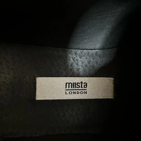 Miista Priyanka Flats Shoes Black Brogues With Bow Leather Size 37/ US 6-6.5