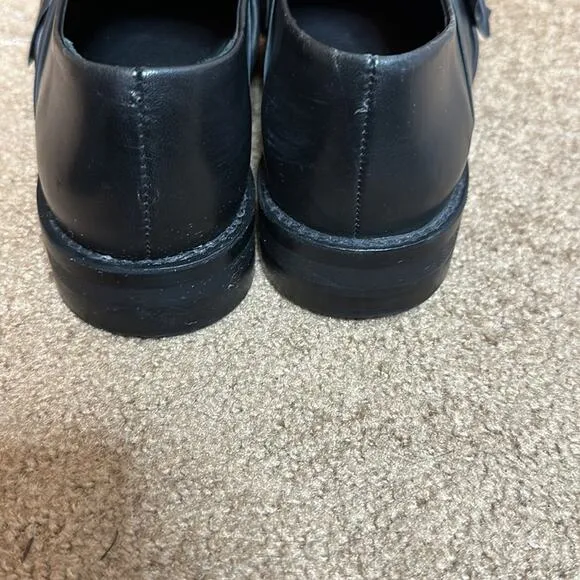 Miista Priyanka Flats Shoes Black Brogues With Bow Leather Size 37/ US 6-6.5