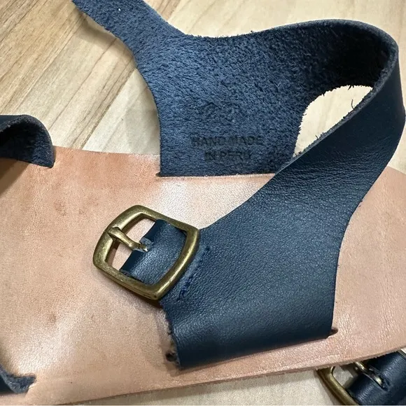 Misha and Puff Double Buckle Sandals in Navy Blue