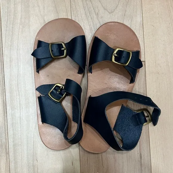 Misha and Puff Double Buckle Sandals in Navy Blue