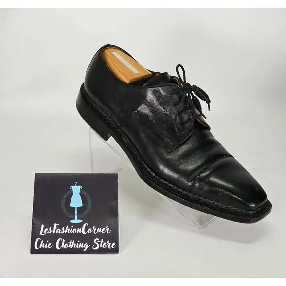 Moreschi Men's Black Leather Lace Up Dress Shoes Size 10 2140