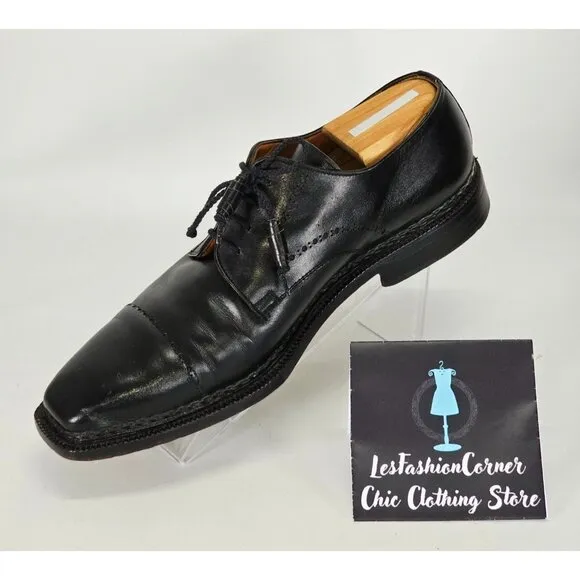 Moreschi Men's Black Leather Lace Up Dress Shoes Size 10 2140