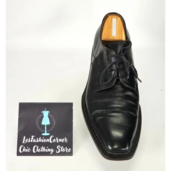 Moreschi Men's Black Leather Lace Up Dress Shoes Size 10 2140