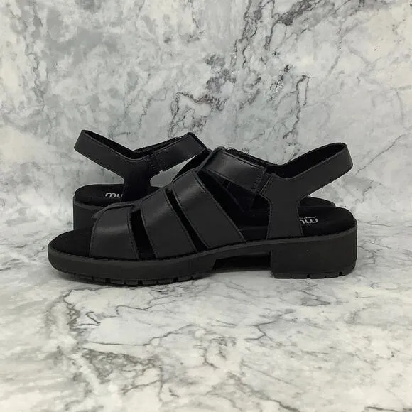 Munro Sz 9.5M Black Marley Leather Strappy Sandals Block Heel Ankle Strap C20-2