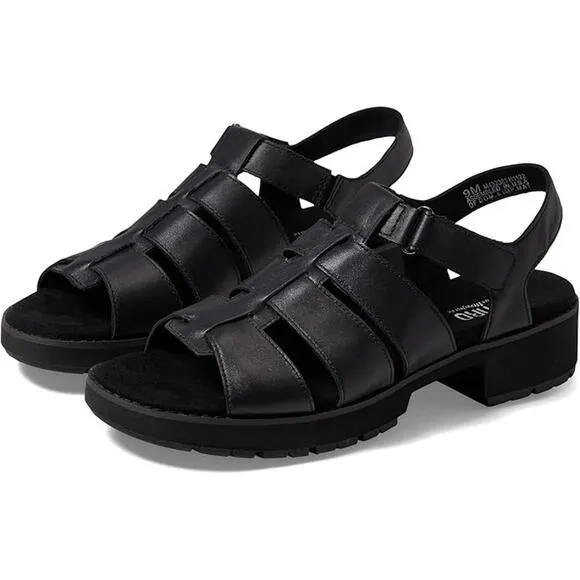 Munro Sz 9.5M Black Marley Leather Strappy Sandals Block Heel Ankle Strap C20-2