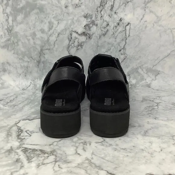 Munro Sz 9.5M Black Marley Leather Strappy Sandals Block Heel Ankle Strap C20-2