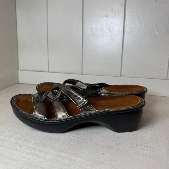 NAOT Cross Metallic Silver Sandals Style 217219 Size 41 or US 10 - 10.5
