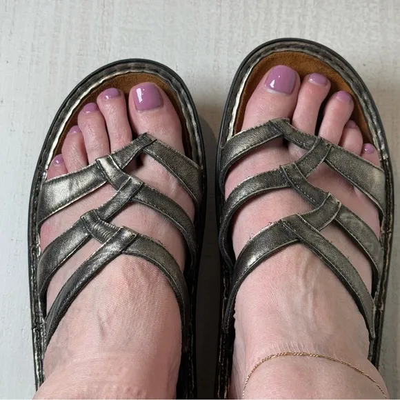 NAOT Cross Metallic Silver Sandals Style 217219 Size 41 or US 10 - 10.5