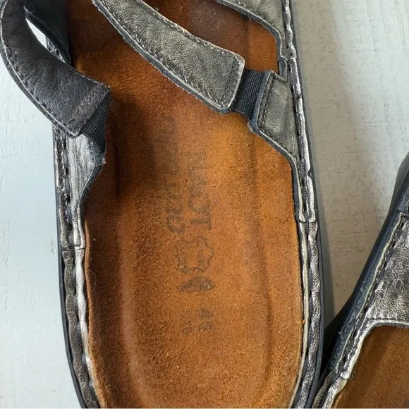 NAOT Cross Metallic Silver Sandals Style 217219 Size 41 or US 10 - 10.5