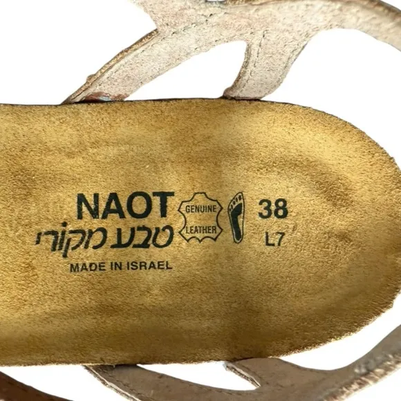 Naot Dorith Latte Brown Leather Sandal Size 38 U.S. Size 7