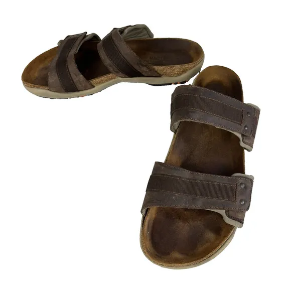 Naot Slides Mens 13 Brown Leather Climb Sandals Slip On Outdoor