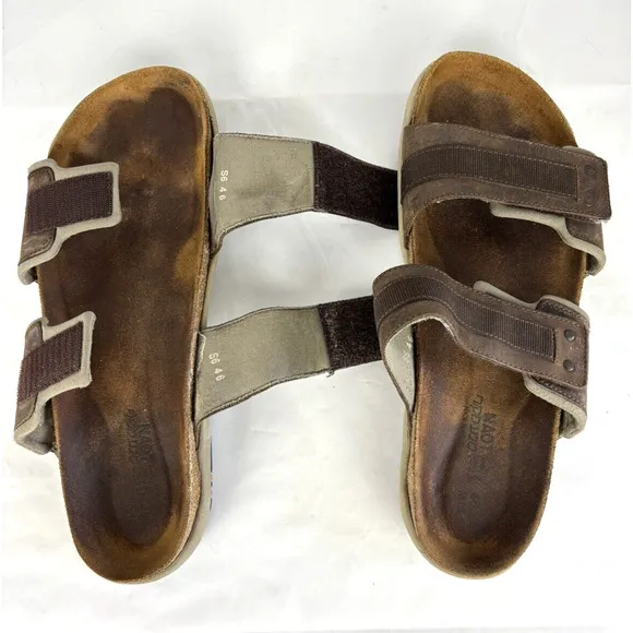 Naot Slides Mens 13 Brown Leather Climb Sandals Slip On Outdoor