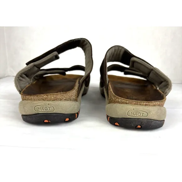 Naot Slides Mens 13 Brown Leather Climb Sandals Slip On Outdoor