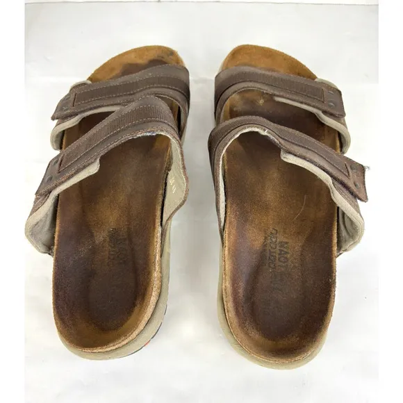 Naot Slides Mens 13 Brown Leather Climb Sandals Slip On Outdoor