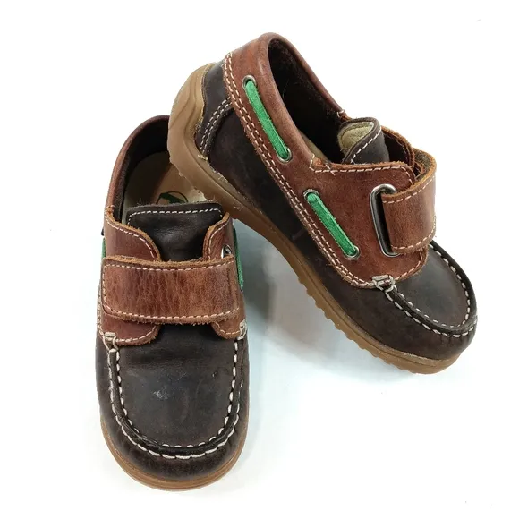 Naturino Unisex 4110 Toddler Velcro Boat Shoes in Moro/Bark/Verde size 7.5