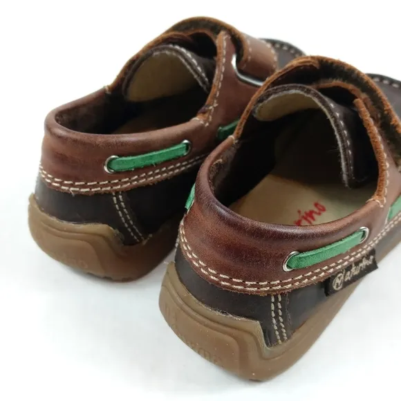 Naturino Unisex 4110 Toddler Velcro Boat Shoes in Moro/Bark/Verde size 7.5