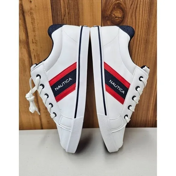 Nautica Adish White Navy Youth Athletic Shoes Size 5