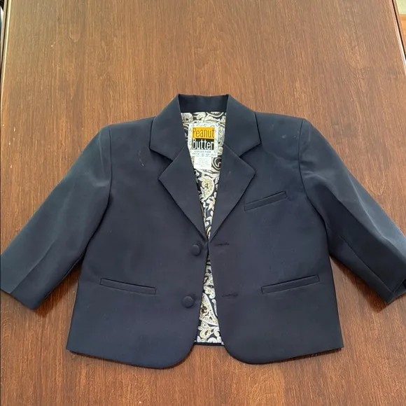 Navy Blue Formal Suit Set with Dino Shoes and Suspenders