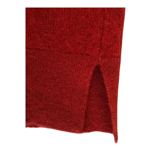 Neiman Marcus Red V-Neck 100% Cashmere Long Sleeve Pullover Tunic Sweater Sz S