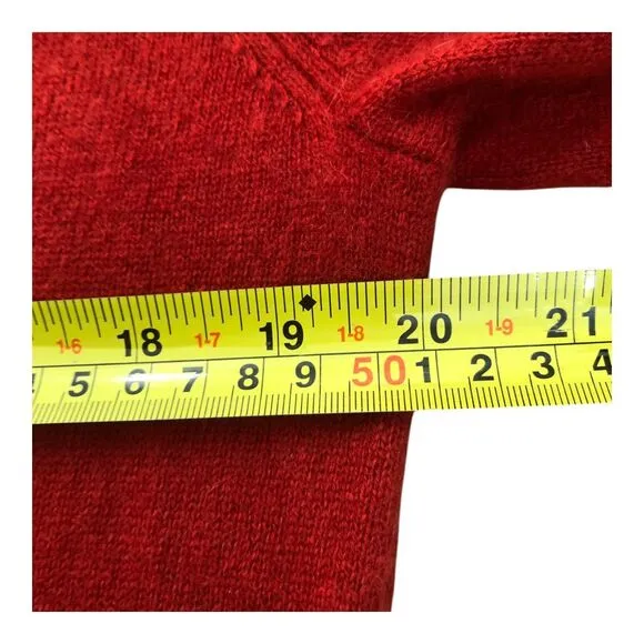 Neiman Marcus Red V-Neck 100% Cashmere Long Sleeve Pullover Tunic Sweater Sz S