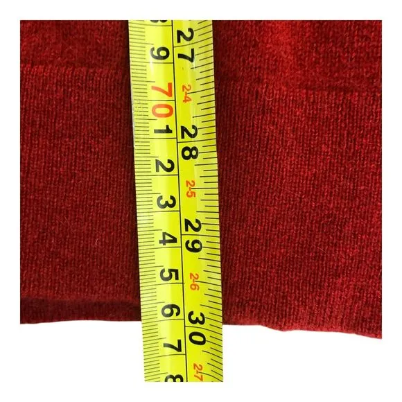Neiman Marcus Red V-Neck 100% Cashmere Long Sleeve Pullover Tunic Sweater Sz S
