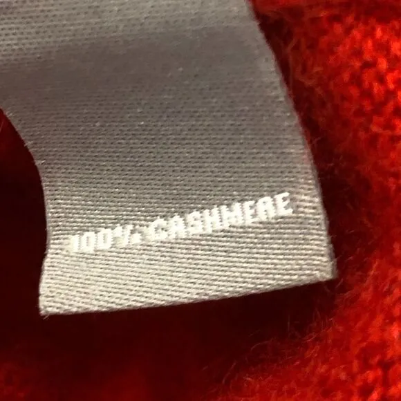 Neiman Marcus Red V-Neck 100% Cashmere Long Sleeve Pullover Tunic Sweater Sz S