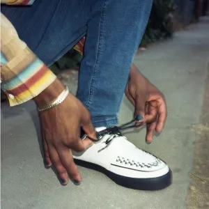 New! $795 Stephen Venezia Laced shoes leather white black oxford loafers lace up