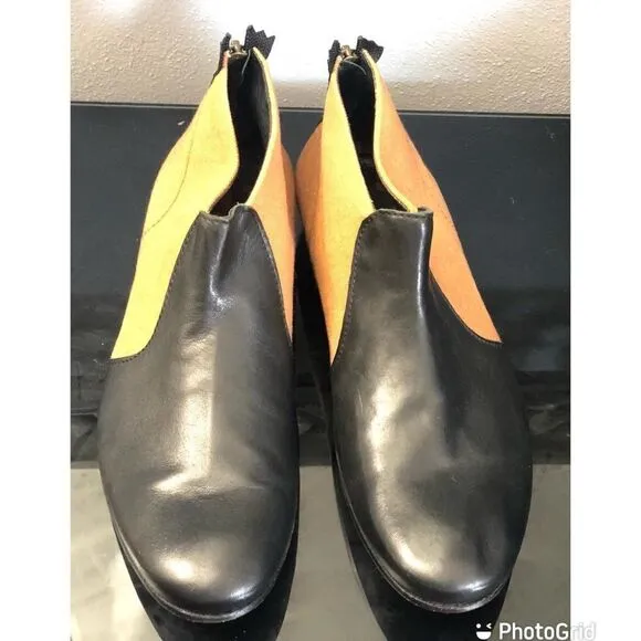 New Acote Booties Shoes Black Tan WMS Leather 38/8