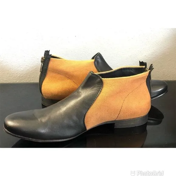 New Acote Booties Shoes Black Tan WMS Leather 38/8