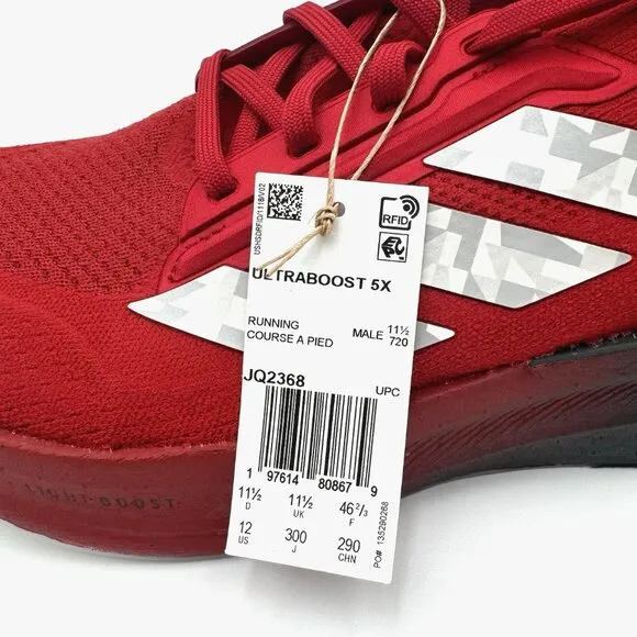 NEW Adidas Mahomes Ultraboost 5X Men's Size 12 Running Shoes JQ2368 Red Grey